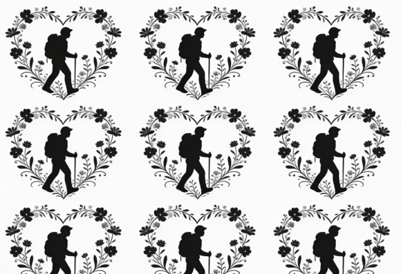 Download Hiking Heart Silhouette Floral Design - Silhouette floral design Collection