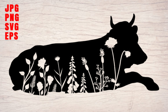 Download Cow Silhouette Floral Design Graphics - Silhouette floral design Collection
