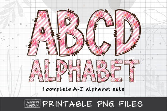 Download Pink Rose Stripe Alphabet Sublimation - Sublimation Collection
