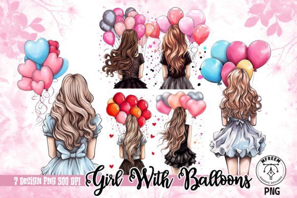 Download Beautiful Girl with Balloons Sublimation - Sublimation Collection