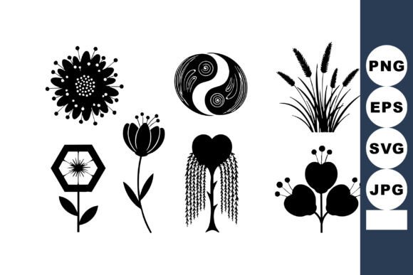 Download Black Silhouette Floral Design Elements - Silhouette floral design Collection
